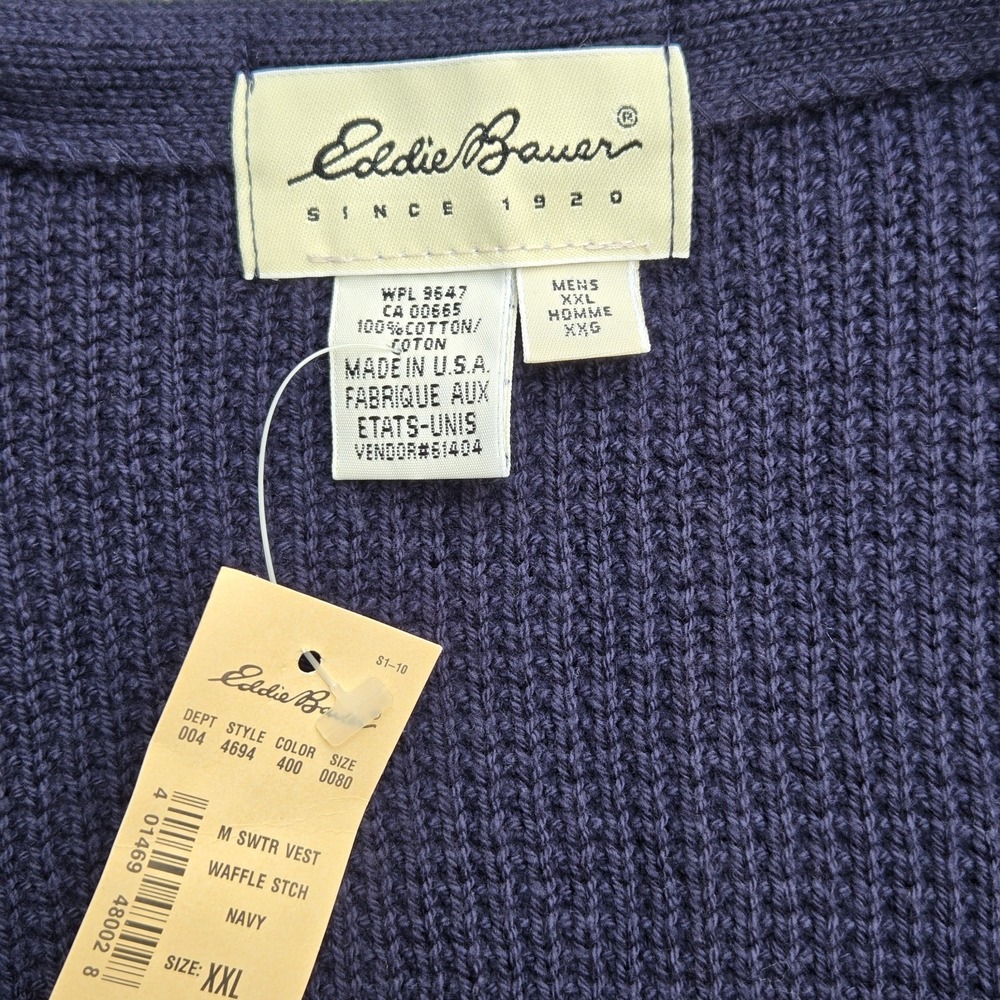 Vintage Eddie Bauer Sweater Vest XXL new With Tags Blue Knit - Picture 4 of 9